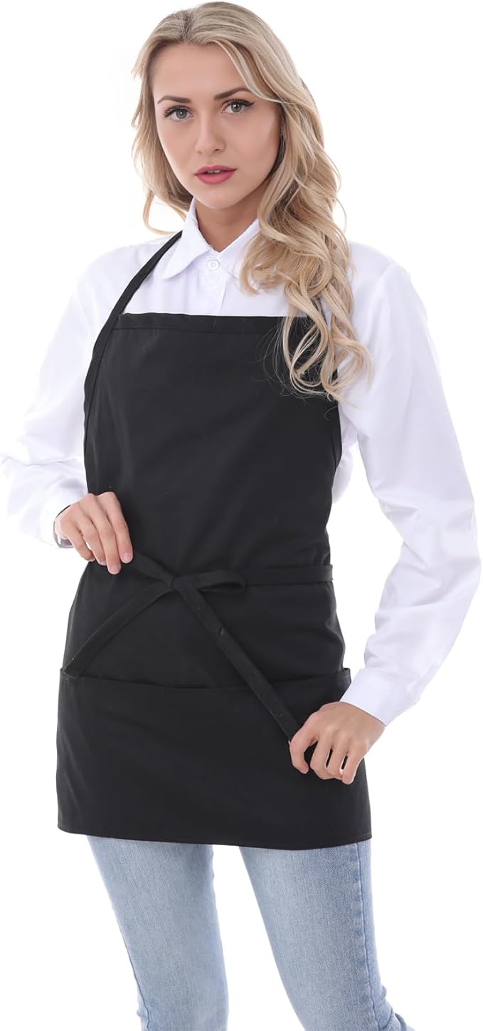 Aprons for Women with 3 Pockets, Server Apron, Aprons for Cooking, Chef Apron, Comfortable Material Adjustable