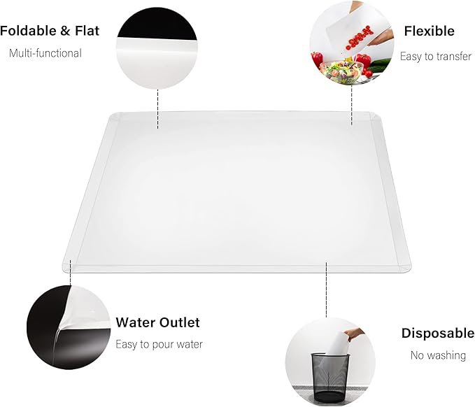 ZVP Disposable Cutting Boards 30 Count, Collapsible Cutting Board Sheet with Built-in Crease, Flexible Plastic Cutting Mat for Kitchen and Commercial Use, 17 x 12 In White - Image 2