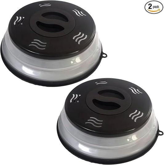 Microwave Splatter Cover Vented for Food, Splatter Guard & Colander Kitchen Gadget for Fruit Vegetables Microwave Plate Cover with Hook Hole,Dishwasher-Safe,BPA-Free Silicone & Plastic (2Pack)