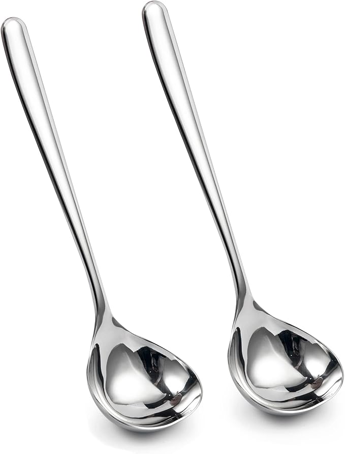 IMEEA 8-Inch Stainless Steel Sauce Ladle with Long Handle, Small Serving Ladle for Gravy, Dressing & Toppings, Set of 2 by IMEEA