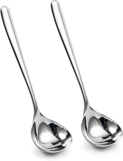 IMEEA 8-Inch Stainless Steel Sauce Ladle with Long Handle, Small Serving Ladle for Gravy, Dressing & Toppings, Set of 2 by IMEEA