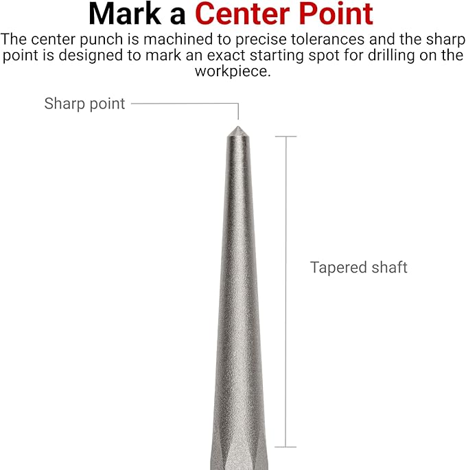 TEKTON Center Punch Set, 5-Piece (1/4-1/2 in.) | PNC95002 | Made in USA