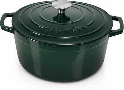 Nuwave 6QT Healthy Enameled Cast Iron Dutch Oven Pot with Lid, Heavy Duty 7-Layer Enamel, Enhanced Rust Protection, Dual Handles, Oven Safe to 500°F for Sourdough Bread Baking, Braise, Stew, Roast