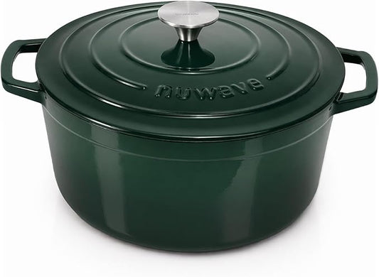 Nuwave 6QT Healthy Enameled Cast Iron Dutch Oven Pot with Lid, Heavy Duty 7-Layer Enamel, Enhanced Rust Protection, Dual Handles, Oven Safe to 500°F for Sourdough Bread Baking, Braise, Stew, Roast