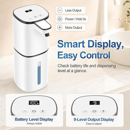 Automatic Liquid Soap Dispenser, 9 Adjustable Levels, 380ml/12.8oz, Touchless Hand Soap or Dish Soap Dispenser,IR Sensor & Display,Wall-Mount or Tabletop Use for Bathroom Kitchen