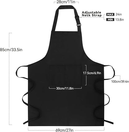 Large Chef Apron for Men and Women, Cooking Kitchen Aprons with 2 Large Pockets Water Oil Resistant