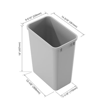 Dowell 35Qt Wastebasket Trash Container, 9Gal, Plastic, Stackable, for Kitchen/Bathroom/Office, Fits Under Sink/Desk (Can Only, Grey 4000 35 04) - Image 2