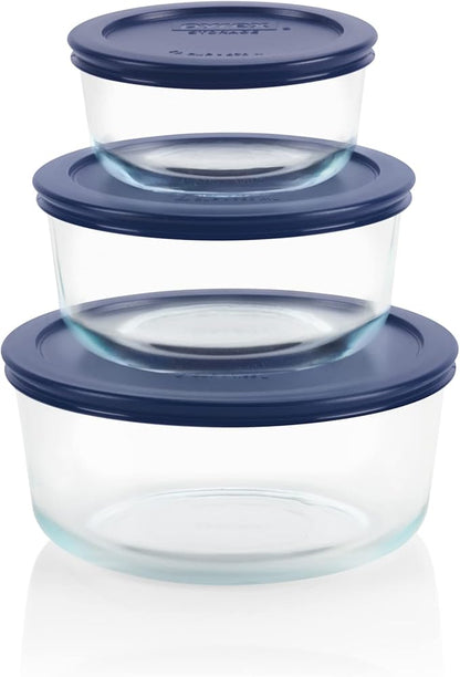 Pyrex Simply Store (3-Pack) Glass Food Storage Containers Set, (2, 4 & 7 Cup) Meal Prep Containers With Plastic BPA-Free Lids, Dishwasher & Microwave Safe by Pyrex