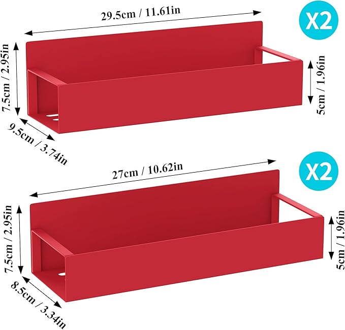 HuggieGems 4 Pack Magnetic Spice Storage Rack Organizer for Refrigerator and Oven, Red Fridge Organizers and Storage - Image 7
