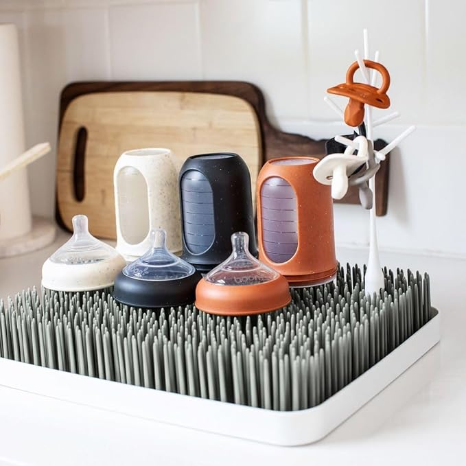 Boon Lawn Countertop Baby Bottle Drying Rack with Antimicrobial Tray - Baby Bottle Dryer and Organizer -Feeding Supplies - Gray - 13.5 x 11 x 2.5 - Image 6