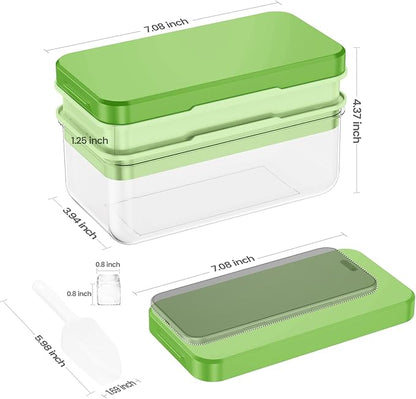 PHINOX Ice Cube Tray With Lid and Bin, Ice Trays for Freezer, Flexible Ice Cube Trays, Making 56 pcs Ice Cubes, Chilling Cocktail, Whiskey, Coffee, with 2 trays, Ice Container, Scoop&Cover, BPA Free - Image 3