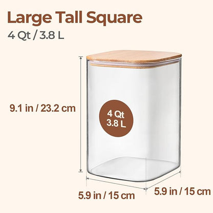 ComSaf 2Pcs Large Glass Storage Containers with Lids 4Qt, 1 Gallon Wide Mouth Flour Sugar Storage Containers, Large Capacity and Sealed for Rice, Cereal, Oat, Easy Clean and Scoop, Pantry Organization - Image 2