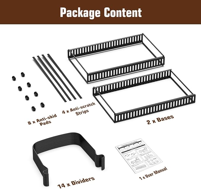 Housolution Cutting Board Organizer Rack, Expandable Baking Tray and Cookie Sheet Organizer with 14 Adjustable Dividers, Bakeware Muffin Tin Cupcake Pan Storage Organizer for Cabinet, Black - Image 7