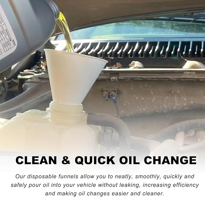 DXNQ 60PCS Disposable Engine Oil Funnels, Paper Cone Funnel Motor Oil Funnel Dispensers for Oil Change, Automotive Use No Spill Disposable Paper Funnels for Water Coolant Gas