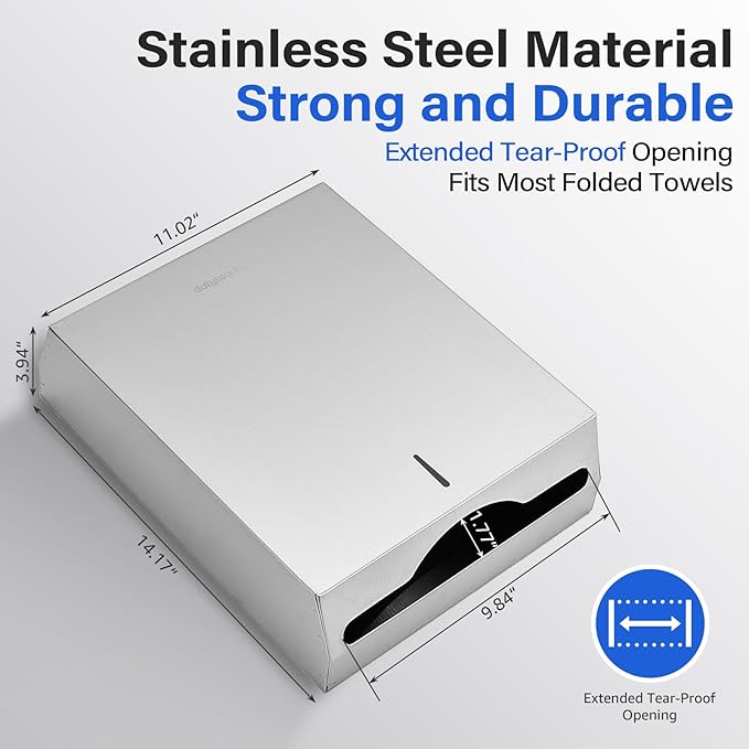Commercial Paper Towel Dispenser Wall Mount, Stainless Steel C-Fold Multifold Trifold Holder with Lock, Large Capacity for Bathroom Kitchen Office Restaurant Industrial