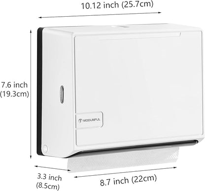 Paper Towel Dispenser for Home Bathroom: Modunful White ABS Multifold Paper Holder with Viewing Window & No-Drill Installation - Image 5