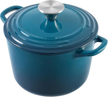 Flavehc Dutch Oven Pot with Lid 2.8 qt Cast Iron Dutch Oven for Bread Baking DarkCyan Enameled Cast Iron Rice Pot with Handels - Image 8