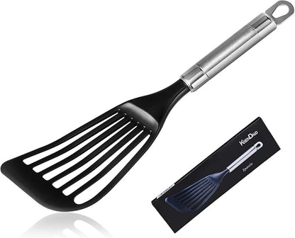 KSENDALO LFGB Certified Nylon Fish Spatula, Slotted Egg Turner for Nonstick Cookware – Flexible Wide Blade Kitchen Flipper for Eggs, Omelets, Pancakes, Dishwasher Safe (Max. 410°F） by KSENDALO