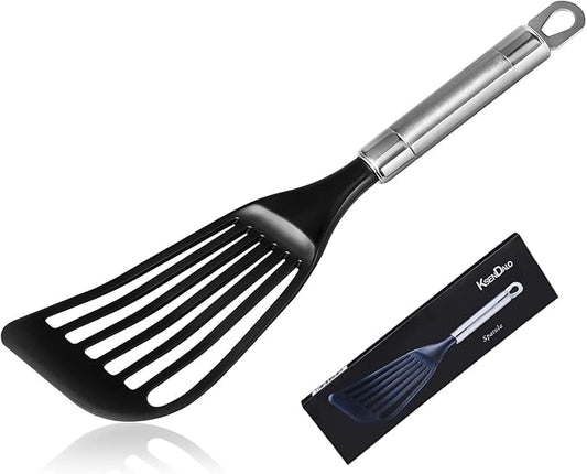 KSENDALO LFGB Certified Nylon Fish Spatula, Slotted Egg Turner for Nonstick Cookware – Flexible Wide Blade Kitchen Flipper for Eggs, Omelets, Pancakes, Dishwasher Safe (Max. 410°F） by KSENDALO