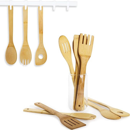 DEAYOU 16 PCS Bamboo Kitchen Utensils, Wood Spoons Spatula Set for Cooking, Nonstick Natural Cooking Utensils for Cookware, Wok, Everyday Use, Mothers Day Gifts, Housewarming Gifts - Image 6