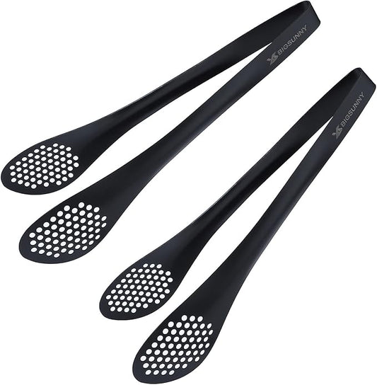 MSY BIGSUNNY Stainless Steel Buffet Tongs - Heavy Duty Kitchen Food Tong for Cooking and Serving (Black - 11" Serving Tongs) by MSYBIGSUNNY