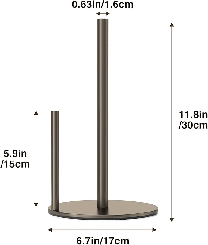 Bronze Kitchen Paper Holder, Oil Rubbed Bronze Paper Towel Holder, Kitchen Roll Organizer, Countertop Roll Dispenser with Weighted Base - Image 6