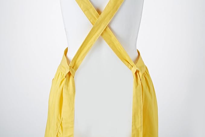 Hyzrz Retro Adjustable Ruffle Aprons with Pockets for Women Girls Vintage Cross Back Pinafore Dress Maid Costume Apron