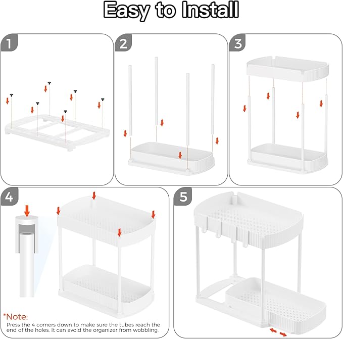 Ukeetap 2 Pack Multi-Purpose Pull-Out Storage Organizers, Under Sink & Cabinet Storage, 12.8 Inch, White - Image 7
