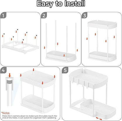 Ukeetap 2 Pack Multi-Purpose Pull-Out Storage Organizers, Under Sink Organizers and Storage for Bathroom & Kitchen, Under Cabinet Organizers and storage, 14.8 Inch, White - Image 7
