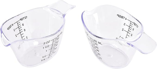 2 Pack Small Measuring Cups, 2oz/60ml Mini Measuring Cup with tsp/Tbsp/oz/ml Markings, Clear Easy-Read Scale for Kitchen, Resin, DIY, Beauty Mixing (2)