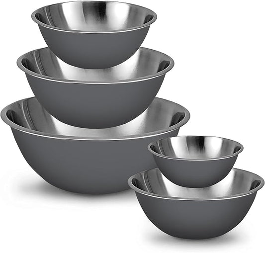 WHYSKO Meal Prep Stainless Steel Mixing Bowls Set, Home, Refrigerator, and Kitchen Food Storage Organizers | Ecofriendly, Reusable, Heavy Duty (Gray) by WHYSKO