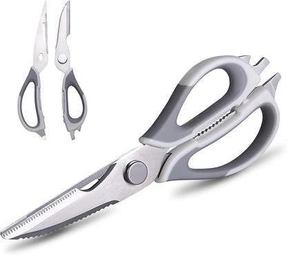 Kitchen Scissors for Food Heavy Duty, All Purpose Kitchen Shears that Come Apart Dishwasher Safe, Sharp Stainless Steel Cooking Scissors for Meat, Poultry, Fish (Grey)