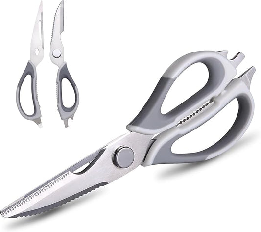 Kitchen Scissors for Food Heavy Duty, All Purpose Kitchen Shears that Come Apart Dishwasher Safe, Sharp Stainless Steel Cooking Scissors for Meat, Poultry, Fish (Grey)