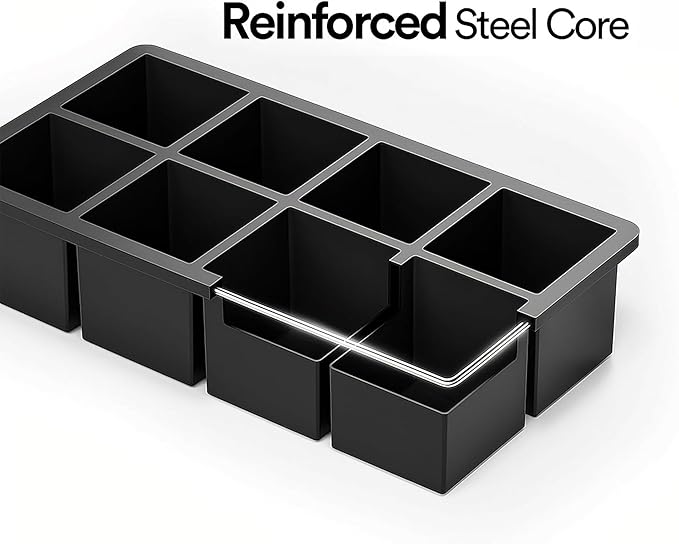 Ice Cube Molds – 2-Pack Silicone Trays for 8 Large Square Cubes – Slow-Melt Ice for Whiskey, Cocktails, Coffee & More - Image 6