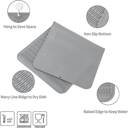 MicoYang Silicone Dish Drying Mat for Multiple Usage,Easy clean,Eco-friendly,Heat-resistant Silicone Mat for Kitchen Counter or Sink,Refrigerator or Drawer Liner Grey 5XL 36inches x 18inches - Image 3