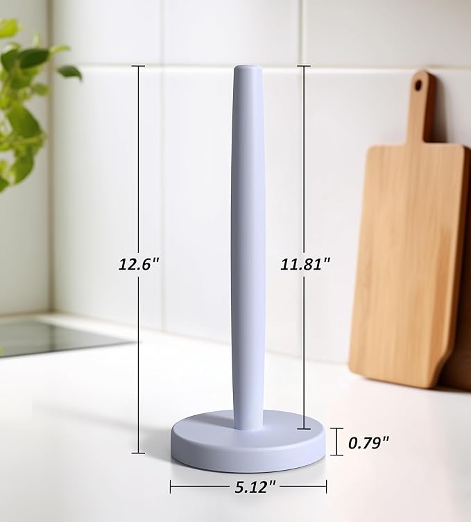 KitchLife Wooden Paper Towel Holder Countertop - Solid Freestanding Paper Towel Dispenser Stand with Anti-Skid Base (Cool Gray) - Image 2