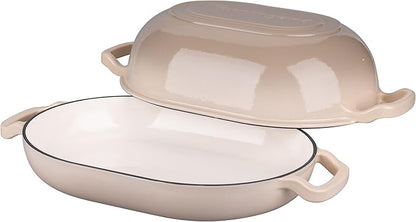 VORRINGARD Enameled Cast Iron Sourdough Bread Oven, Dutch Oven, Loaf Cast Iron Bread Pan for Homemade Bread Baking, Meatloaf Pan with Lid, 7QT, Latte - Image 5