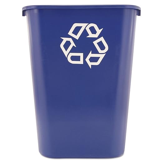 Rubbermaid Commercial Products Deskside Recycling Can, 10.25-Gallon/41-Quart, Blue Recycling Symbol, Plastic, for Bedroom/Bathroom/Office/Under Desk/Sink by RubbermaidCommercialProducts