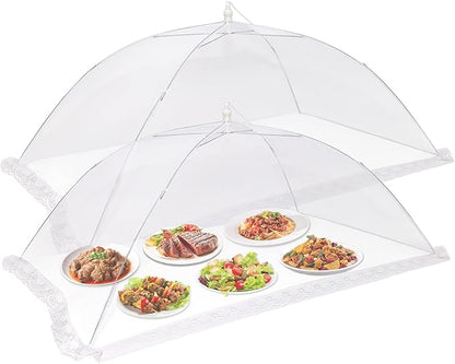 2 Pcs Extra Large Mesh Food Cover Tent（46"x20", 40"x24"）Umbrella Food Screen Covers for Outside Pop-up Mesh Reusable and Collapsible Food Nets for Parties Picnics Outdoor BBQs… by KIGEAPUEL