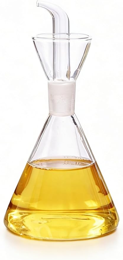 ELETON Conical Borosilicate Glass Olive Oil Dispenser – Non Drip Oil Bottle for Kitchen, Leak Proof Vinegar Cruet, Easy Clean, 12 oz by ELETON