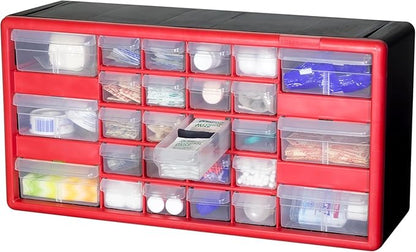 Akro-Mils 26-Drawer Plastic Drawer Storage Cabinet for Garage Organization, Bead Organizer, Building Bricks Storage, Teacher Toolbox, Makeup Organizer, 20" W x 6" D x 10" H, 10126 Red - Image 11