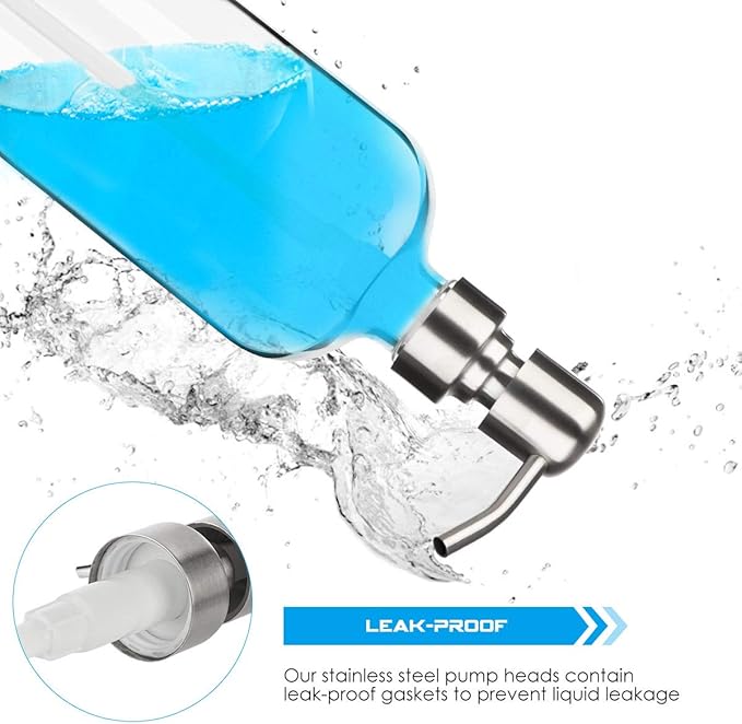 ARKTEK Glass Soap Dispenser - Clear Dish Soap Dispenser for Kitchen, Refillable Liquid Hand SoapDispenser with Rust Proof Stainless Steel Pump for Bathroom, Countertop (17 Ounce/ 500 ML) - Image 3