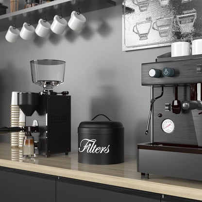 Coffee Filter Holder with Lid, Basket Storage Container for Counter, Black Small Bar Accessories for Coffee Bar Station(Black) - Image 6