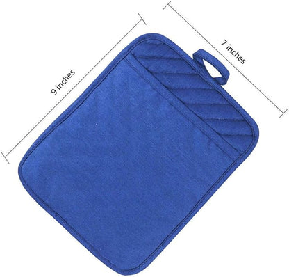 Anyi Pot Holders for Kitchen Heat Resistant, Cotton Hot Pads for Counter Table, Blue Kitchen Pot Holders with Pocket - Image 7