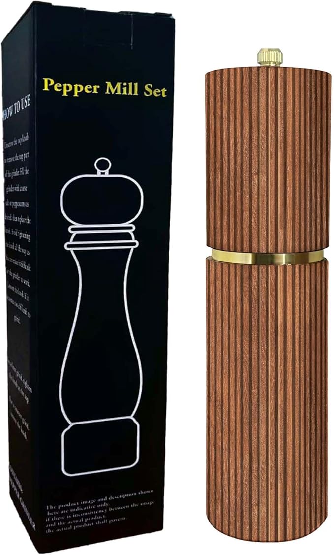 Wooden Pepper Grinder Pepper Mill,Adjustable Coarseness Salt Pepper Grinder Shaker Pepper Grinder Refillable,Acacia Wood Salt Grinder for Your Kitchen - Image 4