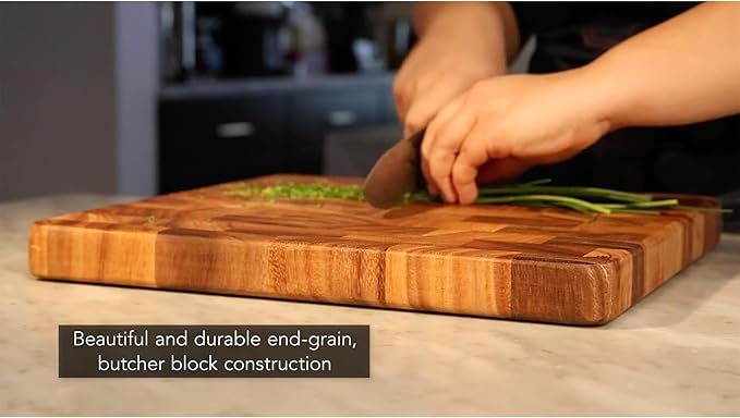 Ironwood Gourmet Large End Grain Prep Station Acacia Wood Cutting Board, 14 x 20-Inch, Brown - Image 6