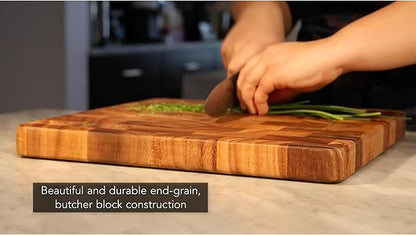 Ironwood Gourmet Large End Grain Prep Station Acacia Wood Cutting Board, 14 x 20-Inch, Brown - Image 6