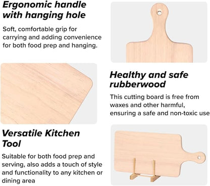 LZMS 4 Packs 18" x 8" Wood Serving Boards Set | Unfinished Wood Crafts with Handle | Wooden Cutting Boards Bulk for Charcuterie,Cheese,Meat,Bread,Vegetabes & Fruits