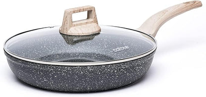 CAROTE Non Stick Frying Pan Skillet,12" Nonstick Fry Pan with Glass Lid, Egg Pan Omelet Pans, Granite Cookware Chef's Pan, PFOA Free (Classic Granite, 12-Inch) - Image 8