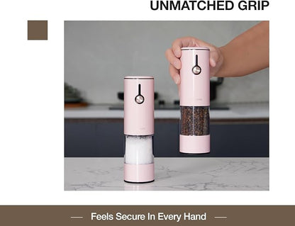Electric Pepper Grinder and Salt Mill Set - Large Capacity USB Rechargeable Automatic Grinder with Dual LED Lights, One-Handed Operation & Slide Cover - Brushed Stainless Steel - Image 7